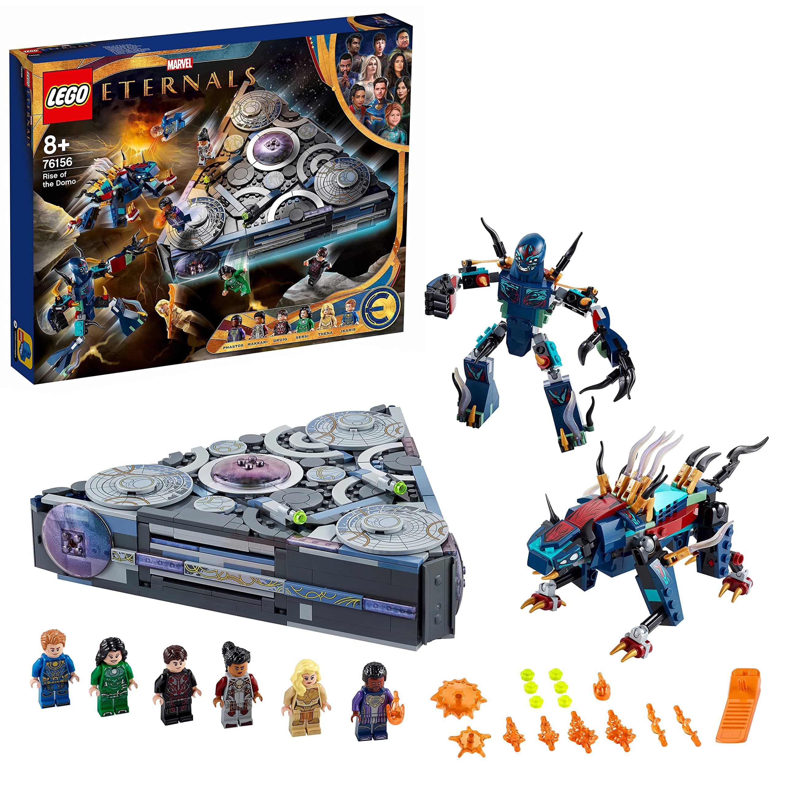 LEGO Marvel L'Ascesa di Domo, Navicella Spaziale dal Film sugli Eterni,Giocattolo da Costruire con 6 Minifigure dei Supereoi e 2 Deviant, Idee Regalo, Giochi per Bambini e Bambine da 8 Anni 76156